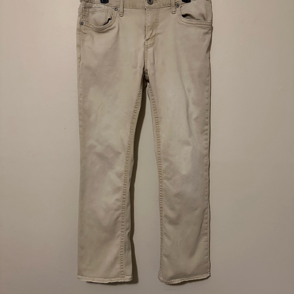 Beige Straight-Leg Jeans